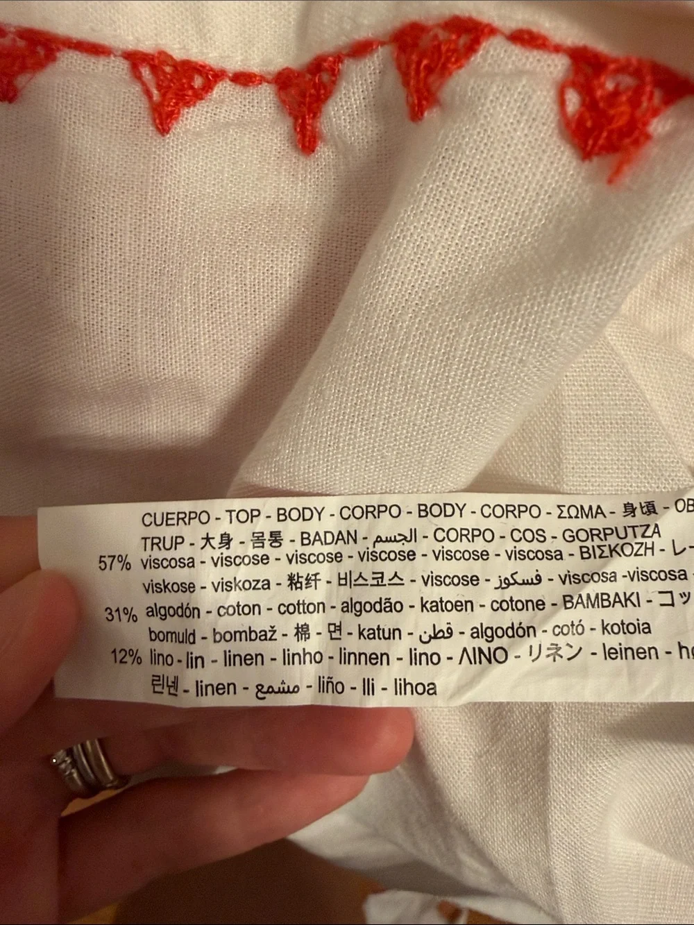 Zara White Blouse with Bright Red Embroidery - Picture 5 of 7